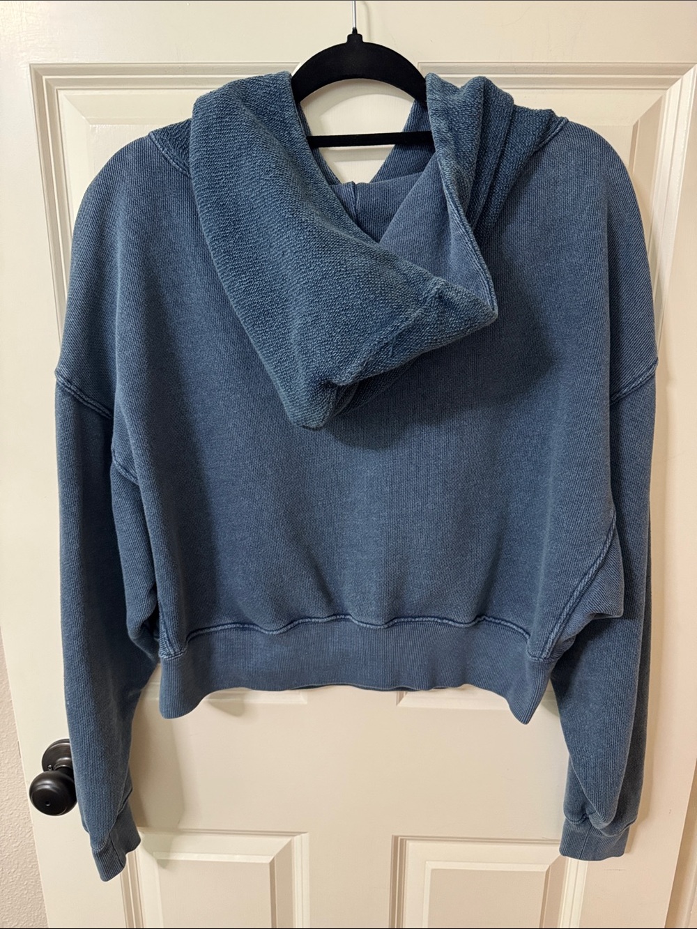 Free People Washed Indigo Cropped Hoodie - Picture 3 of 10